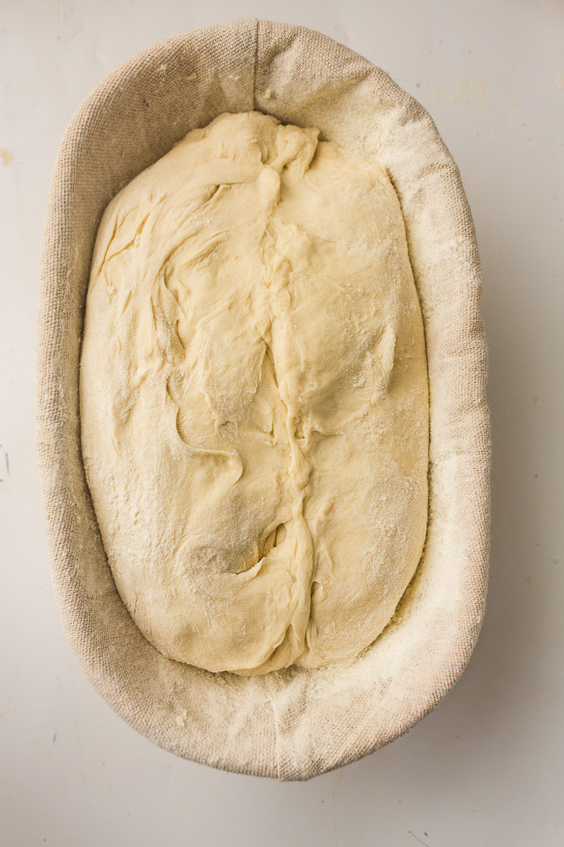 Step 4, Bulk fermented sourdough in a bowl.