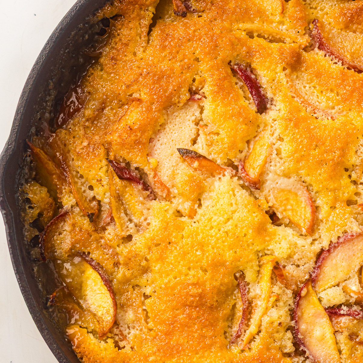 Dutch Oven Peach Cobbler.