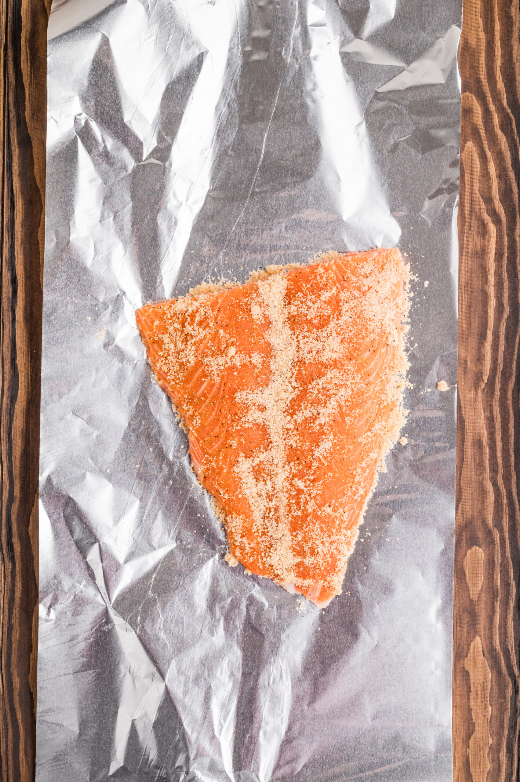 Rub mixture onto the salmon on foil.