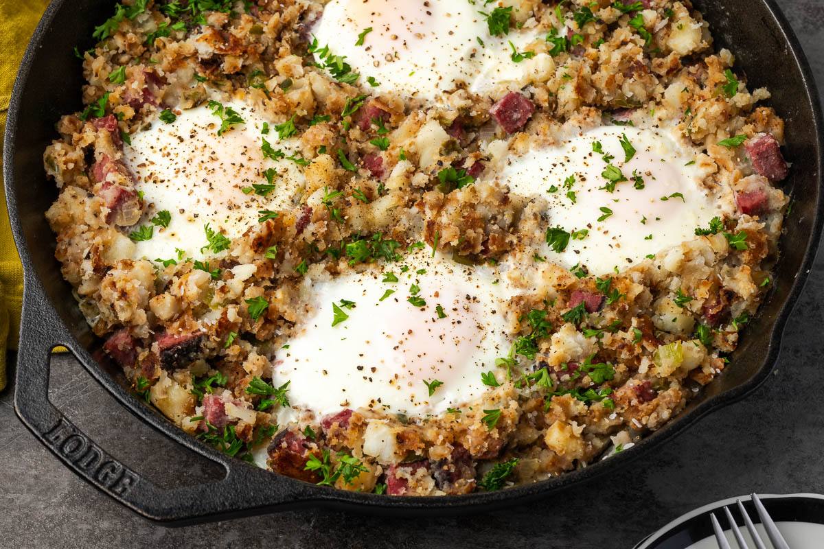 Hash covered and completed to cook.