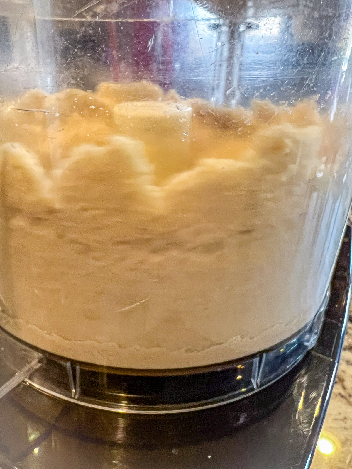 White almond cake batter with flour and milk.